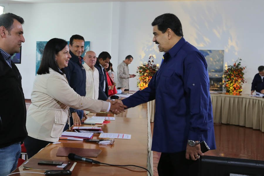 Rodríguez Chacín y Vásquez durante la jornada de trabajo con el presidente Nicolás Maduro 