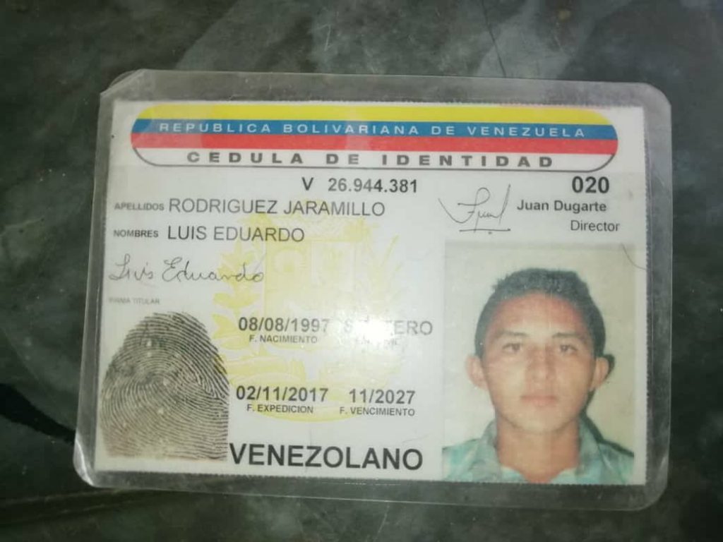 Luis Eduardo Rodriguez Jaramillo de 21 años, apodado "Monote"