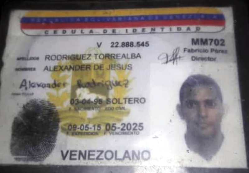 Rodriguez Torealba Alexander de Jesus (23) abatido por el FAES