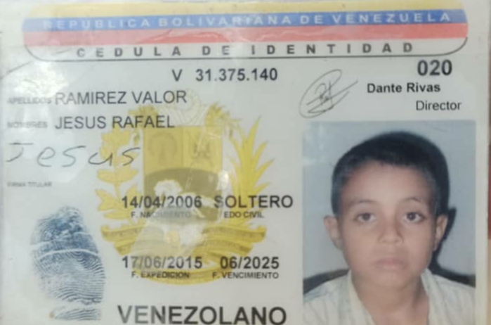 Ramírez Valor Jesús Rafael de 14 años