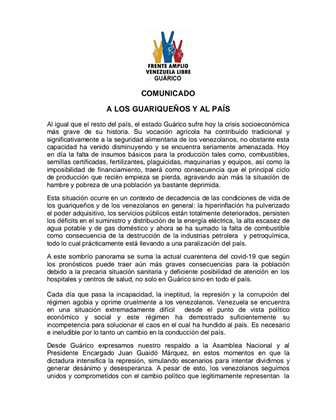 Partidos del Frente Amplio respaldan a la Asamblea Nacional y el presidente encargado Juan Guaidó