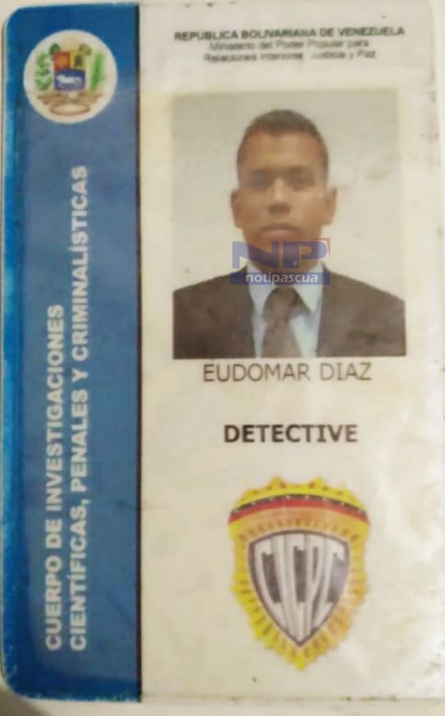 Eudomar José Díaz Ríos, de 27 años de edad, Funcionario Activo del CICPC