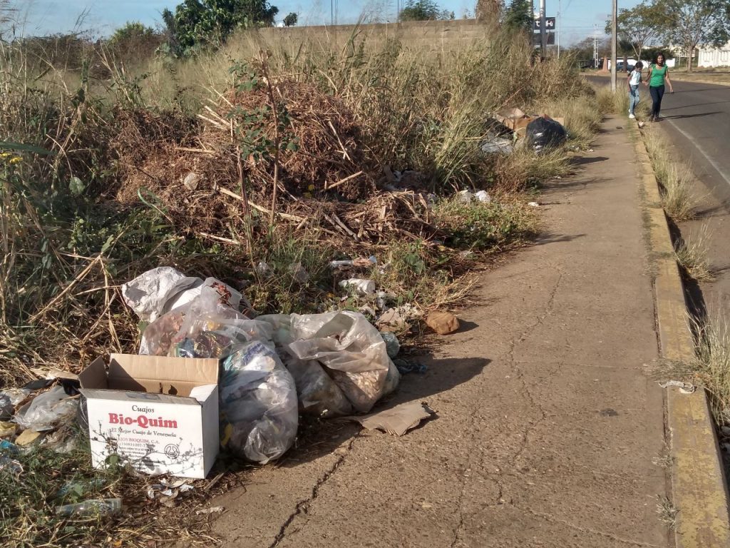 Zonas de Valle de la Pascua full de basura por doquier. 