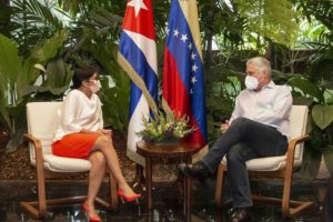 Delcy Rodriguez se reunió con Diaz Canel en la Habana