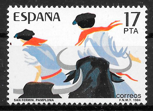 sello de España de los San Fermines del año 1984
