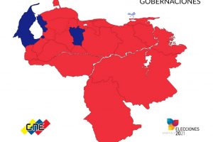 Mapa de gobernaciones segun resultados CNE